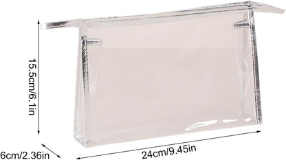 Toiletry Bag - Cosmetic Bag | Clear Makeup Bag | Waterproof Makeup Bag, Storage Bag Zipper Cosmetic Bags, Travel Makeup Bag, Make Up Organizer, Waterproof Cosmetic Case, Travel Accessories, silver,