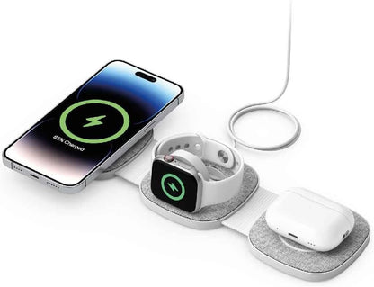 Laser 3 in 1 Travel Wireless Charging pad, USB-C, Apple, iPhone, Apple Watch, Airpod, Travel, Foldable, Carry Bag