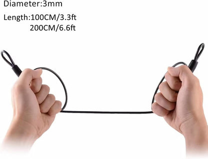 GOMRQING 100CM/3.3ft 3mm Outdoor Travel Security Cable Lock,Braided Steel Coated Safety Cable Luggage Lock,Safety Cable Wire Rope Double Loop Lightweight (2 Pack)