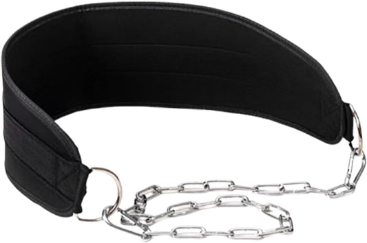 Weight Training Belt, Squat Fitness Gear, Steel Chain Support, Ergonomic Waist Fit, Heavy Load Capacity, Black, Great for Deadlifts, Calisthenics, and Home Gym Workouts