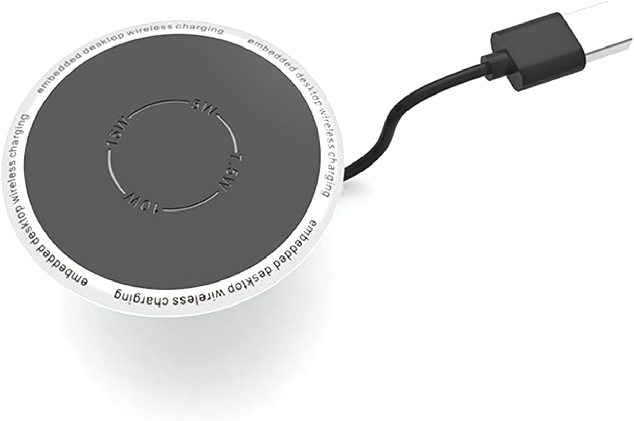 Embedded Desktop Wireless Charger - QI Standard Fast Charging Station 5W/7.5W/10W/15W, Invisible Wireless Charger Compatible with iPhone 12, 11, XS