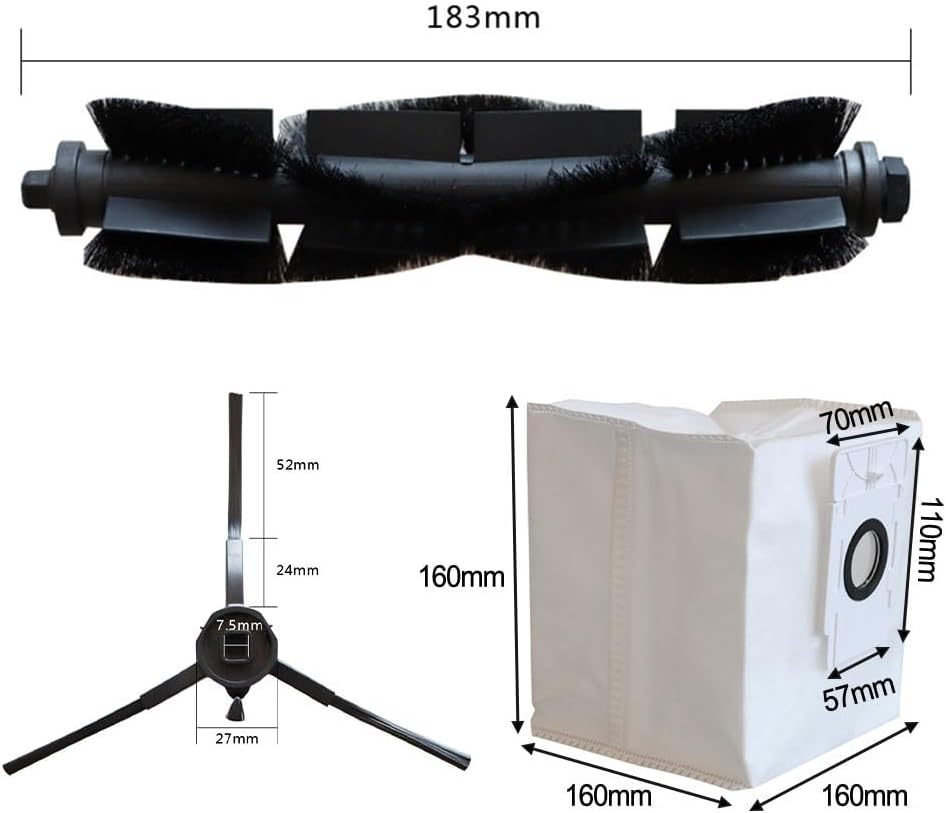 Cleaning Essentials for Verefa L11 Pro - Spazzola laterale principale e sacchetti per la polvere (B)