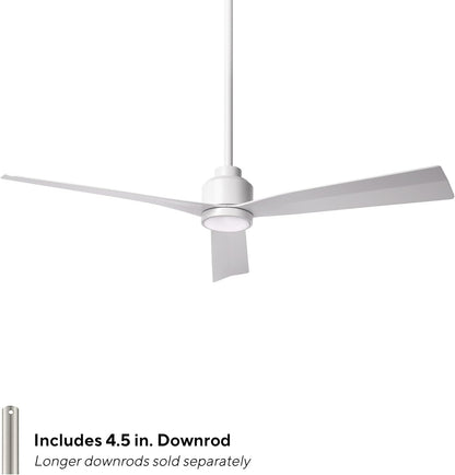 WAC Smart Fans Clean Indoor and Outdoor 3-Blade Smart Home Ceiling Fan 52in Matte White with 3000K LED Light Kit and Remote Control works with Alexa and iOS or Android App