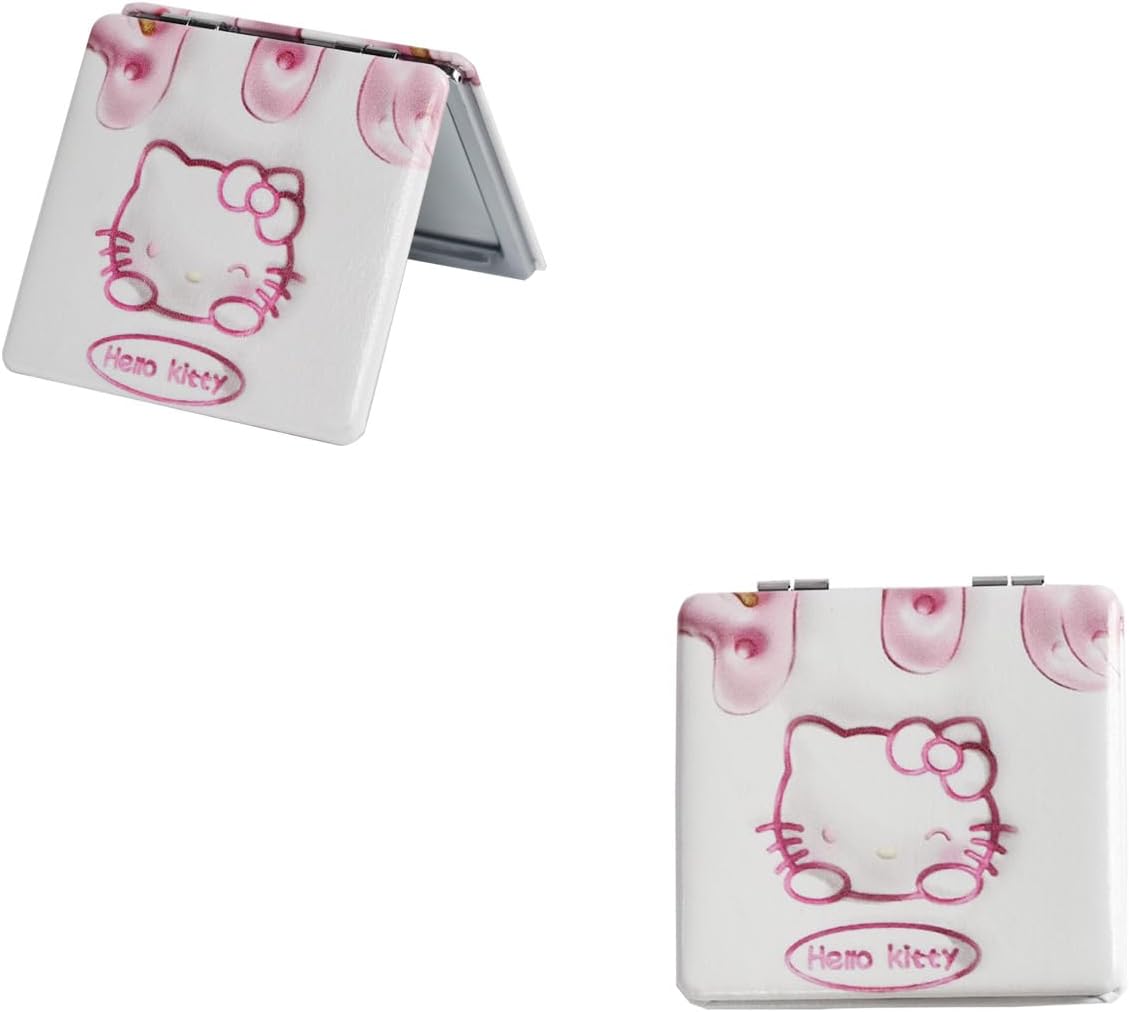 ENENSET kitty Travel Cosmetic Bag, Large Capacity Cartoon Cosmetic Pouch Makeup Bag with Zipper, PU Travel Toiletry Bag Makeup Accessories Organizer, Foldable Storage Bag Makeup Pouch for Girls, Hello