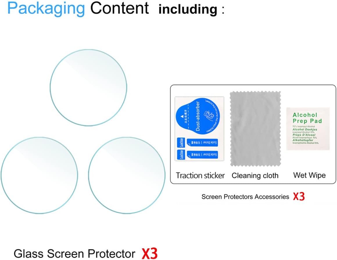Suoman for Garmin Forerunner 165/165 Music Screen Protector, 9H Tempered Glass Film(3pack)+Charger Port Protector(2pack) for Forerunner 165/165 Music