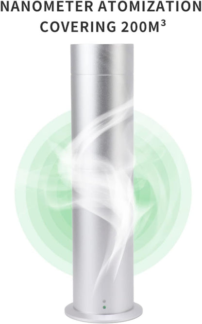 Essential Oil Diffuser, 120ml Smart Remote Control Scent Air Machine Adjustable Time and Fragrance Cylindrical Aromatherapy Diffuser with 200m3 Cover Range for Home Hotel (Silver)