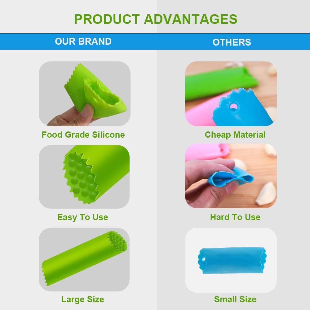 Silicone Garlic Peeler Roller Tube - Skin Remover Tool for Kitchen (Blue)
