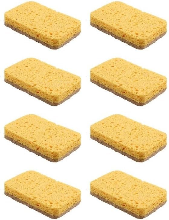 Voiemifore 8 Pack Biodegradable Kitchen Dishwashing Sponges Multi-Purpose Cleaning Scrubber With Heavy Duty Scouring Pad For Dishes Pots Pans(A)