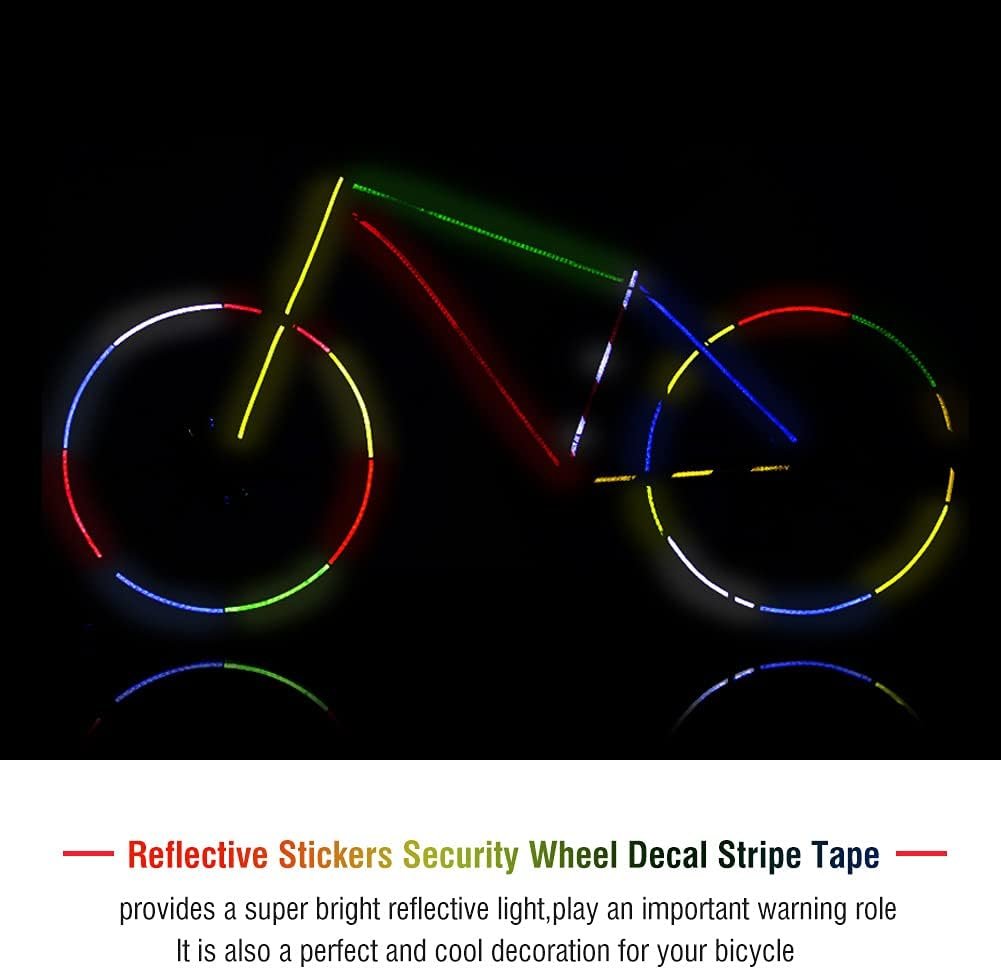 Alomejor 2 Rolls Bicycle Reflective Sticker Cycling Security Wheel Decal Tape Stripe for Car Motorcycle Cycling Bicycle (Green)