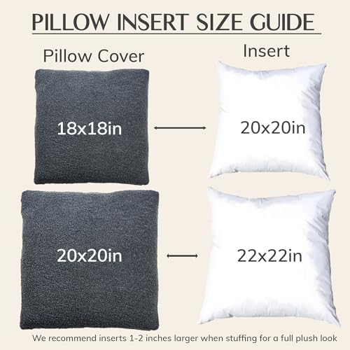 SAMIAH LUXE Grey Teddy Boucle Pillow Covers 20x20 2pcs for Home Living Room Decor, Sherpa Textured Decorative Throw Pillow Covers for Boho Decor, Square Throw Cushion Euro Shams for Modern Farmhouse