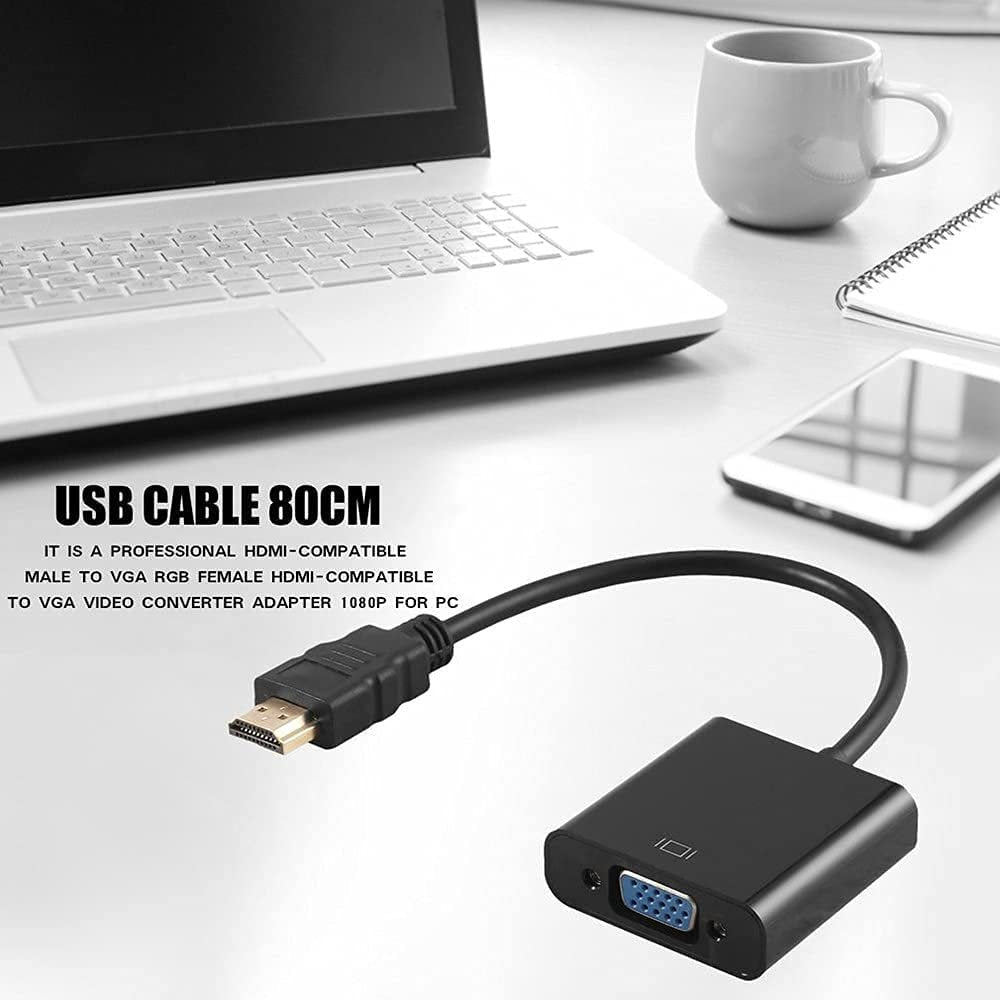 hsy HDMI to VGA Adapter,HD 1080P HDMI to VGA Adapter Converter Cable HDMI Male to VGA Famale Digital Analog Converter for Tablet Laptop PC TV (Black)