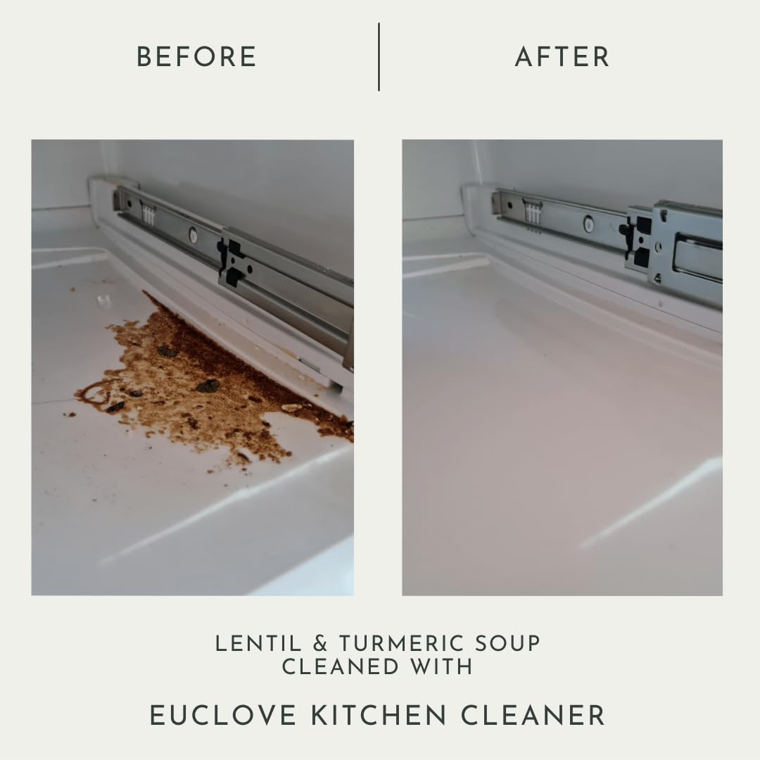 Euclove Natural Kitchen Cleaner 500ml – Plant-Based Formula with Pure Essential Oils – Non-Toxic, Food-Safe Surface Cleaner