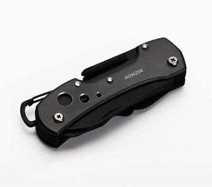 HONZIN Multitool Knife Camping 15 in 1 Multi Purpose Pocket Tool Antirust Black Oxide Swiss Style Pocket Knife for Survival Fishing Car Travel
