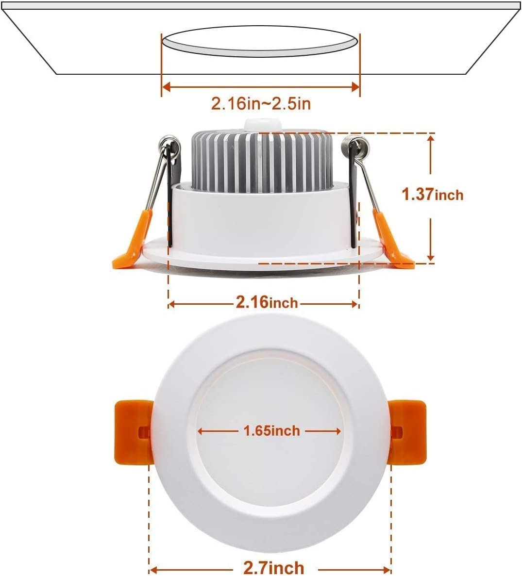 YGS-Tech Smart 2 Inch LED Recessed Lighting RGB WiFi Downlight, 5W Compatible with Alexa and Google Home, Dimmable RGB & CCT 2700-6500K Color Changing, 120V LED Ceiling Light with Driver (1 Pack)