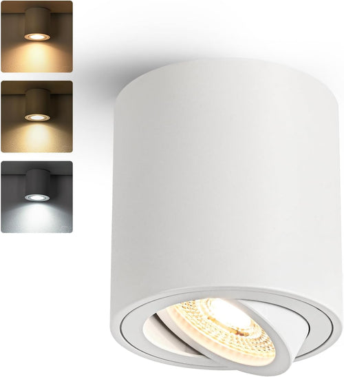 Gleonlux LED Ceiling Spotlight Adjustable White LED Ceiling Spotlights Dimmable 5W GU10 3000K Warm / 4000K Neutral / 6000K Cool Modern Aluminium Indoor LED Spotlight Diameter 80 x 84 mm