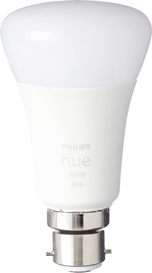 Philips Hue White Smart Bulb Twin Pack LED [B22 Bayonet Cap] - 800 Lumens (60W Equivalent). Compatible with Alexa, Google Assistant and Apple Homekit