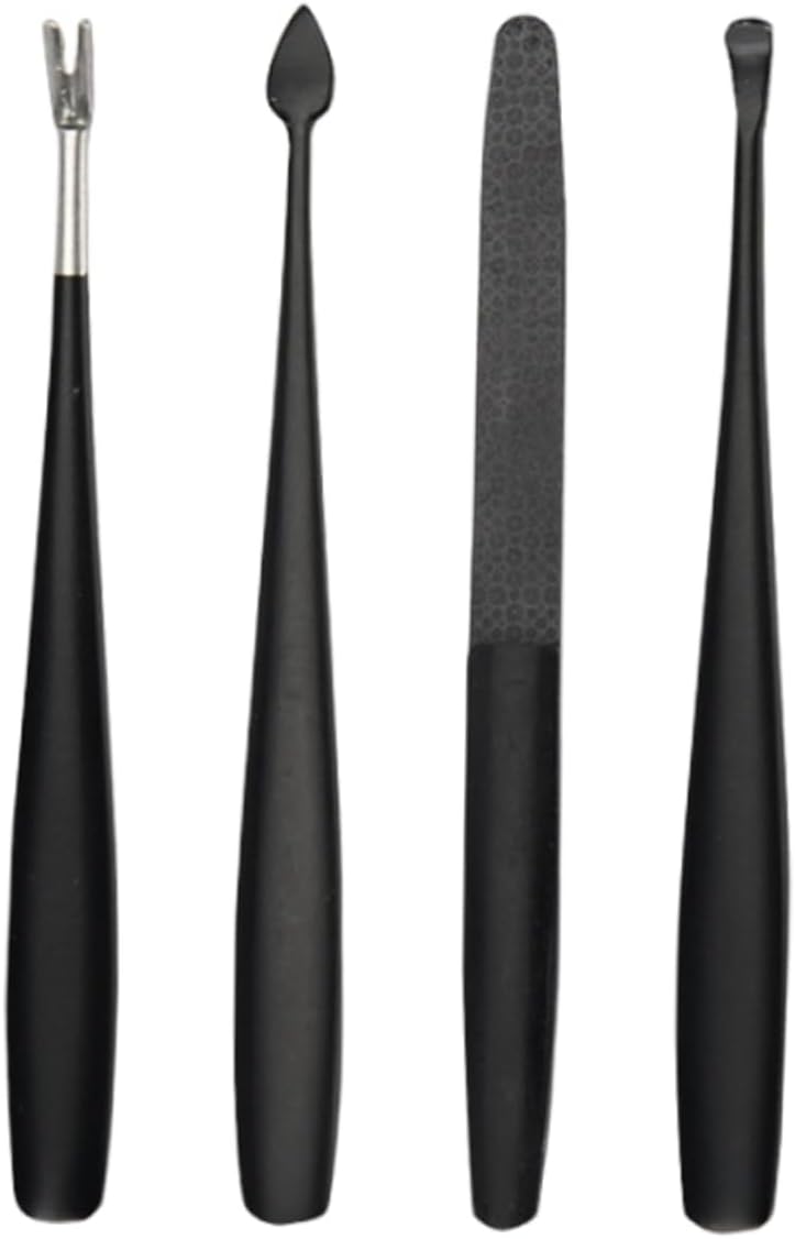 ASAKKURA 1set Stainless Steel Cuticle Tool Manicure Dead Skin Forks Cuticle Trimmer Nail Files and More Professional Nail Care Kit for Home Salon Use