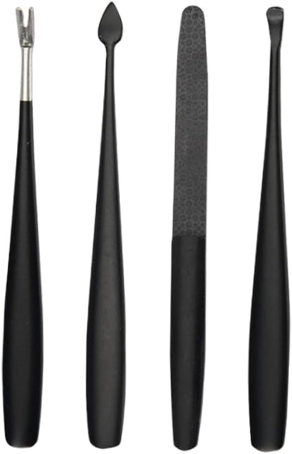 ASAKKURA 1set Stainless Steel Cuticle Tool Manicure Dead Skin Forks Cuticle Trimmer Nail Files and More Professional Nail Care Kit for Home Salon Use
