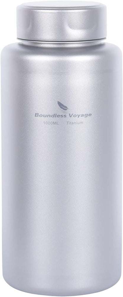 Boundless Voyage Titanium Water Bottle 1 Liter Single-layer Sports Bottle Ultralight Leakproof Drinkware for Outdoor Camping Hiking