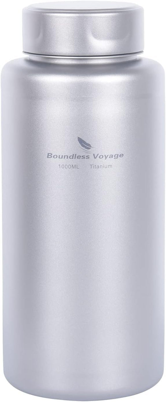 Boundless Voyage Titanium Water Bottle 1 Liter Single-layer Sports Bottle Ultralight Leakproof Drinkware for Outdoor Camping Hiking