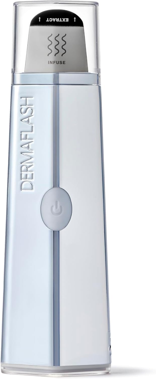 DERMAFLASH DERMAPORE+ Skin Care Device, Ultrasonic 2-in-1 Pore Extractor and Serum Infuser, Holiday Metallic