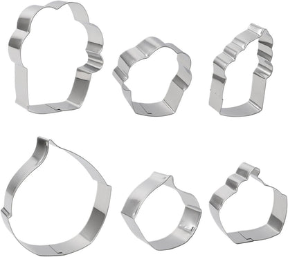 Cutter Cupcake Cutter, taglierina per biscotti | Acciaio inossidabile per cutter pop da cartone animato 6 pezzi gadget da cucina,Strumenti di cottura, utensili da cucina per bambini, capodanno cinese