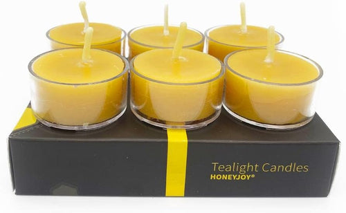 Honey Joy Pure Beeswax Tealight Candles - Pack of 6, Australian Made, Natural Honey Scent, 4-5 Hour Burn Time, Perfect for Home Decor and Special Events