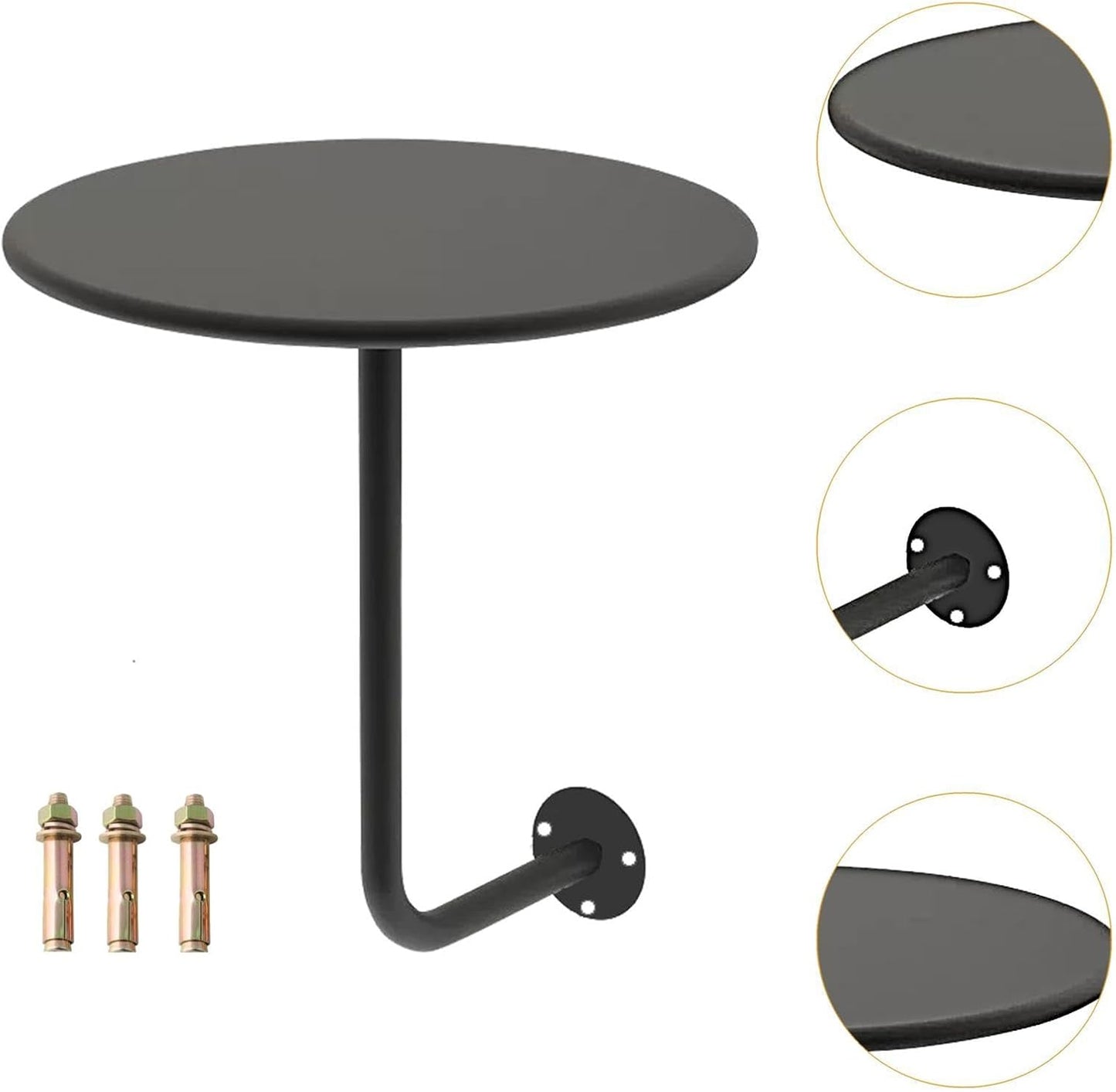 B Baosity Wall Mounted Round Table for Small Space Coffee Desk in Kitchen, Black, as described