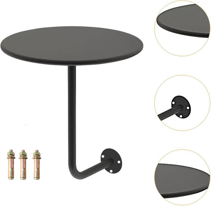 B Baosity Wall Mounted Round Table for Small Space Coffee Desk in Kitchen, Black, as described