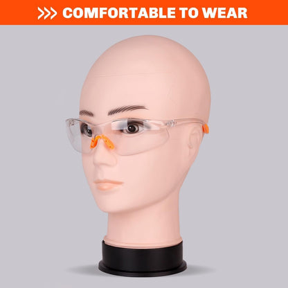 12 Packs Orange Safety Glasses for Men and Women - Clear Working Glasses and Goggles for Ultimate Eye Protection