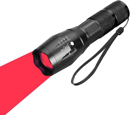 KUPRO Red Light LED Torch Powerful 1000 Lumens Hunting Tactical Red Beam Signal Flashlight Zoomable Waterproof Torches 1 Mode for Night Vision Astronomy Fishing Aviation