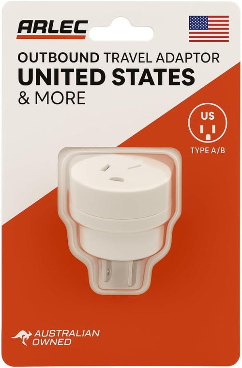 Arlec Outbound Travel Adaptor, Type A/B, 10A 250V â€“ Use Australian Plugs in USA, Canada, Japan, Philippines, Taiwan, Thailand, China, Mexico & South America. Ideal for Holidays & Travel