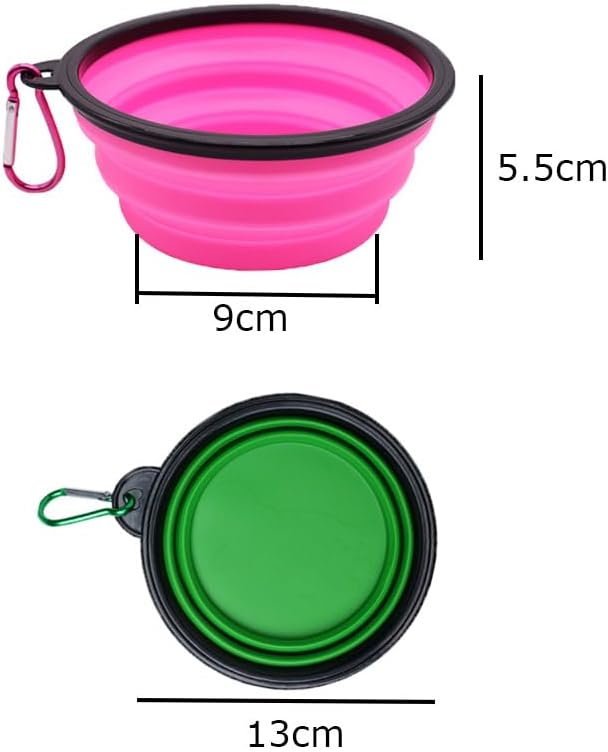 Esforzarse 4 Pack Collapsible Dog Bowl, Portable Pet Feeding Watering Dish, Perfect for Walking, Hiking, Traveling, Indoor/Outdoor Use, Black, Green, Blue, Pink