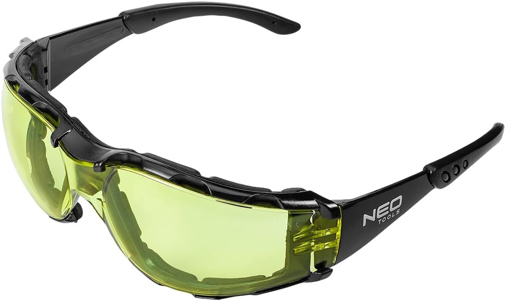 NEO TOOLS Protective Glasses with Foam Insert, UV Resistant and Side Protection in Various Designs