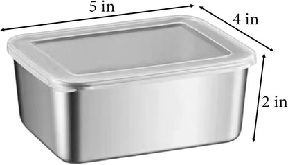 6pcs Stainless Steel Food Storage Containers with Leak Proof Plastic Lids 500ml Reusable Containers for Oven Freezer Dishwasher Safe