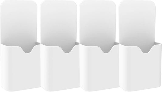 MoKo Magnetic Dry Erase Marker Holder, [4 Pack] Pen/Pencil/Magnets/Dry Erase Marker Storage Organizer for Home Refrigerator, Office Glass Whiteboard, Locker and Other Magnetic Surfaces - White