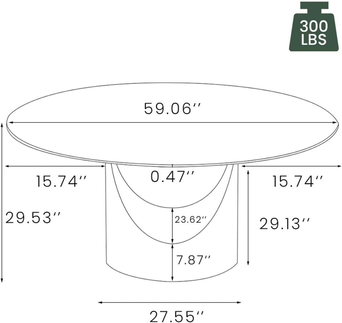 POVISON Round Dining Table for 4-6, 60" Glossy White Sintered Stone Tabletop Dining Table with Bronze Carbon Steel Pedestal, Modern Dining Room Table for Kitchen, Living Room (Table Only)