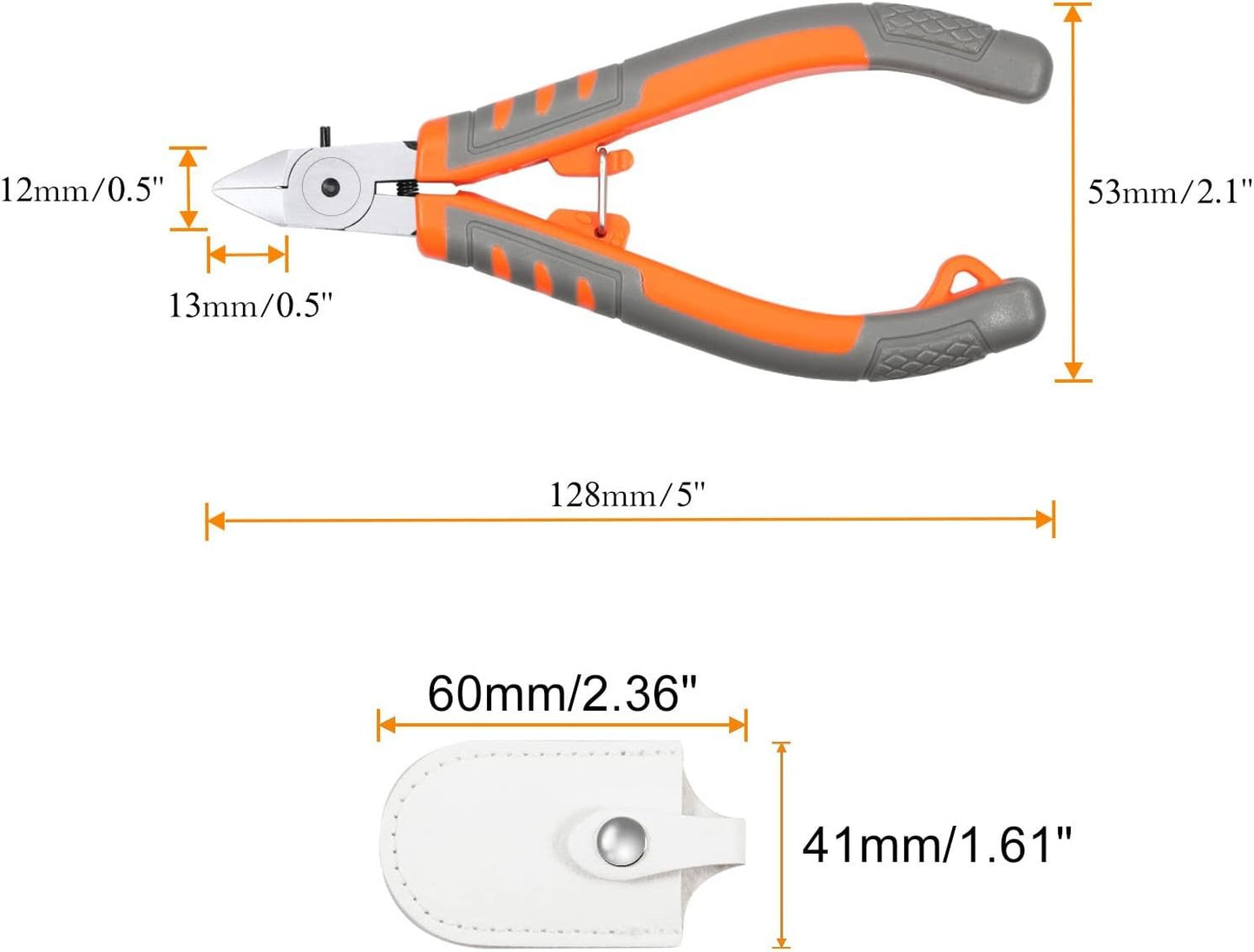SPEEDWOX Side Cutter 5-Inch, Diagonal Cutting Pliers, Wire Cutting Nippers with Safety Lock and Protective Holster, Mini Precision Flush Cutters Tapered Head Wire Clippers for Narrow Areas