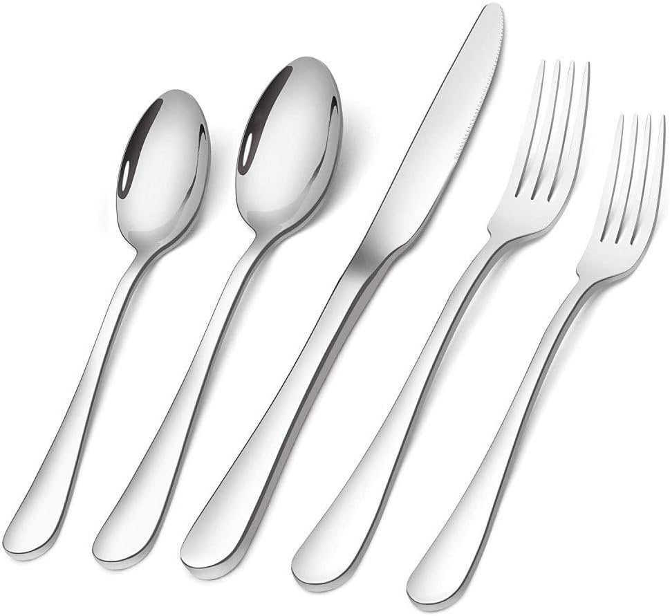 Flatware Set, 20-Piece Elegant Silverware Cutlery Set, Stainless Steel Utensils Service for 4, Include Knife/Fork/Spoon, Mirror Polished, Dishwasher Safe
