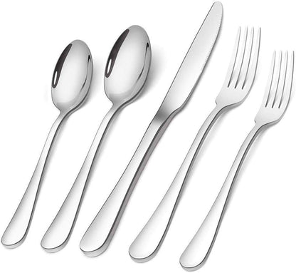 Flatware Set, 20-Piece Elegant Silverware Cutlery Set, Stainless Steel Utensils Service for 4, Include Knife/Fork/Spoon, Mirror Polished, Dishwasher Safe