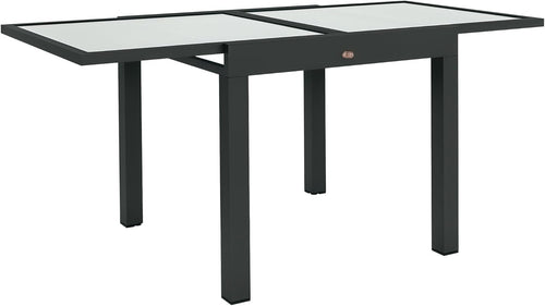 Outsunny 63" Extendable Outdoor Dining Table Patio Table with Aluminum Frame and Tempered Glass Tabletop, Clear