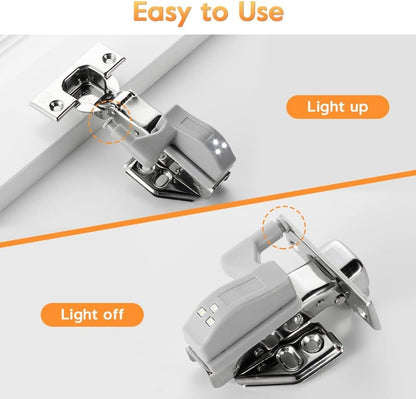 Joyzan Cabinet Hinge LED Light, Sensor Lights Universal Cupboard Light Smart Touch Induction for Modern Kitchen Home Lamp Closet Night Lamps Under Wardrobe Living Room Bedroom 10PCS Warm or White