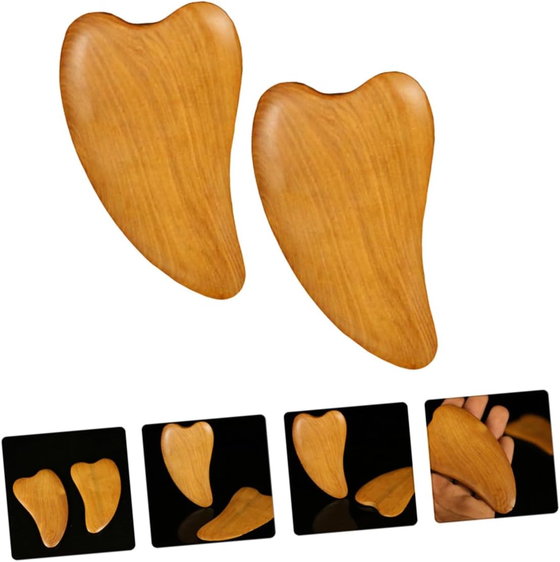WOFASHPURET 2sets 4pcs Wooden Scraper for Facial Care Meridians Therapy Massage Tool Compact and Lightweight and Aging Treatment Travel Friendly Design 4pcs*2