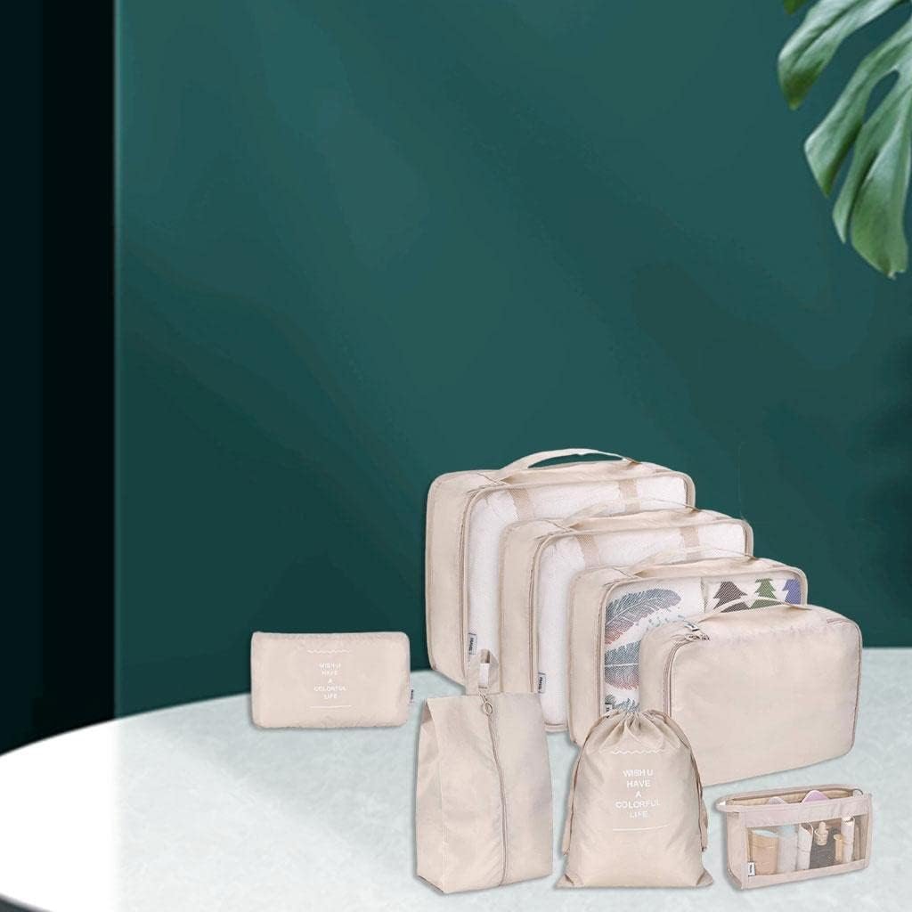 Yajuyi Travel Packing Cubes Set for Efficient Luggage Organization, beige