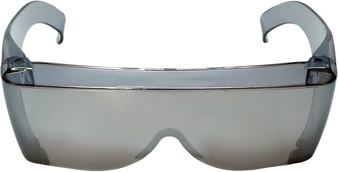 Calabria 3000 Fit Over Safety Glasses Fitover Prescription Eyewear Silver Mirror Men Women Wrap Around Tinted Anti Fog Glare