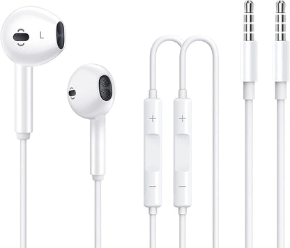 FazeeXone 3.5mm Plug Wired Earphones with Built-in Microphone & Volume Control in-Ear Wired Compatible with Most Smartphones, Tablets, laptops, and More 3.5mm Jack Devices. (3.5MM Earphones 2 Pack)