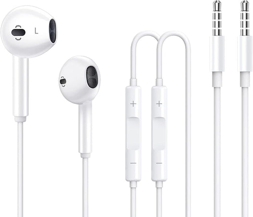 FazeeXone 3.5mm Plug Wired Earphones with Built-in Microphone & Volume Control in-Ear Wired Compatible with Most Smartphones, Tablets, laptops, and More 3.5mm Jack Devices. (3.5MM Earphones 2 Pack)
