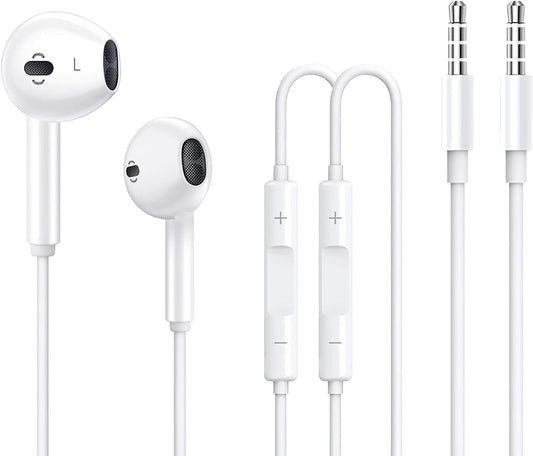FazeeXone 3.5mm Plug Wired Earphones with Built-in Microphone & Volume Control in-Ear Wired Compatible with Most Smartphones, Tablets, laptops, and More 3.5mm Jack Devices. (3.5MM Earphones 2 Pack)