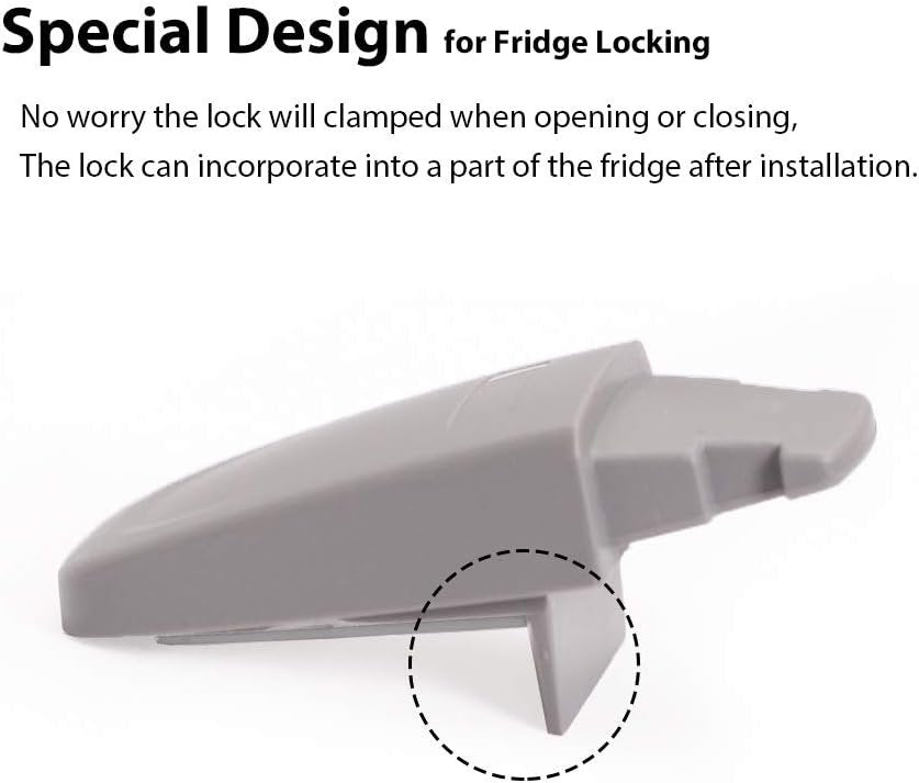 EUDEMON Home Refrigerator Fridge Freezer Door Lock Latch Catch Toddler Kids Child Cabinet Locks Baby Safety Child Lock Easy to Install and no Tools Need or Drill (Grey)