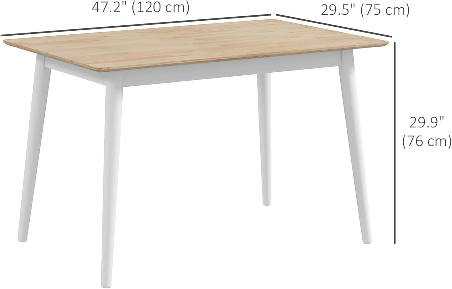 HOMCOM Dining Table for 4, Farmhouse Kitchen Table with Wooden Frame for Living Room, Dining Room, Natural